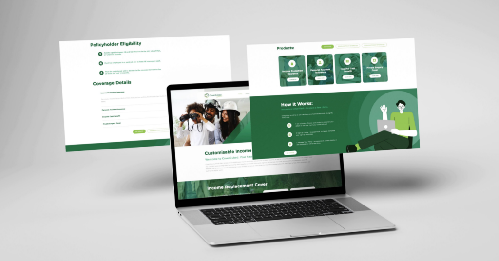 covercubed website on laptop